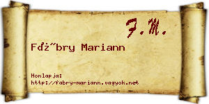 Fábry Mariann névjegykártya