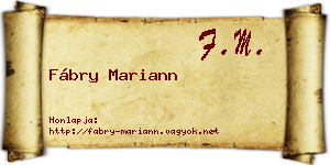 Fábry Mariann névjegykártya